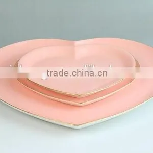 China Manufacturer Plate, Heart Shaped Porcelain Plate, Ceramic Red Plate for Valentine thumbnail-3