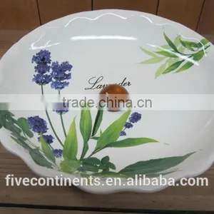 New Lavender Design Ceramic Cake Plate With Wood Holder thumbnail-1