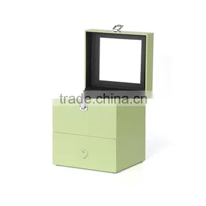 Small Mobile PVC Leather Cosmetic Box Makeup Beauty Case With Drawer Mirror thumbnail-5
