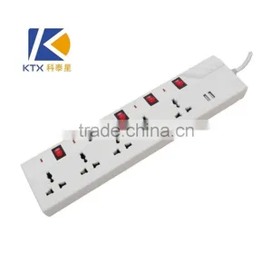 6 Way Individual Switch Electrical Extension Socket With 2 USB Ports thumbnail-1