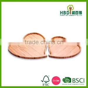 New Design Heart Shape Bamboo Serving Tray, Bamboo Serving Plate thumbnail-3