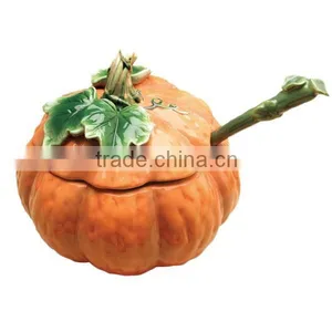 Novelty Limited Pumpkin Shaped Hotsale Ceramic Soup Pan thumbnail-1