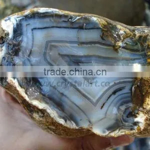 BLACK & WHITE BANDED AGATE ROCKS ROUGH STONE thumbnail-1