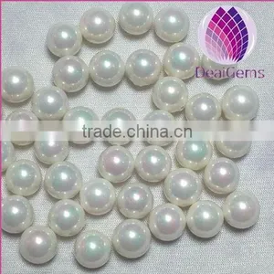 8mm AB White Round Half Hole Natural Shell Pearls Beads thumbnail-1