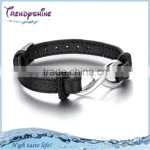 Fashion Friendship Stainless Steel Black Python Leather Bracelet thumbnail-1