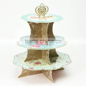 3 Tier Round Cake Cupcake Stand Reversible Vintage Cake Stand Three Tiered Cake Stand Birthday Wedding Party Display thumbnail-1