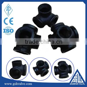 3-D Black Malleable Iron Tee Cross Pipe Fittings thumbnail-1