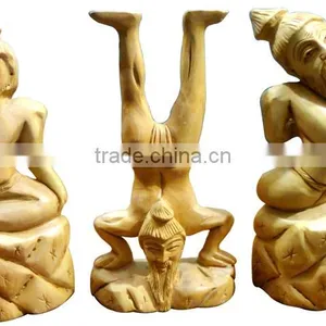 Yoga Yogi Statue India Handmade Handicraft Statue Murti Sculpture Artisan India Carving Guru Baba Ramdev thumbnail-3