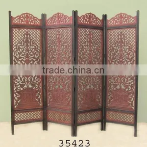 Sheesham Carved Wooden Screen Room Divider Antique Finish thumbnail-1