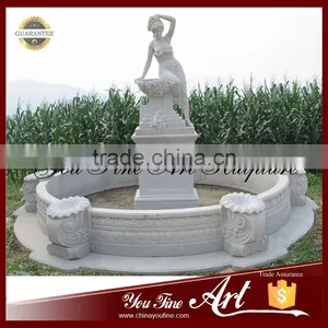 Stone Outdoor Garden White Marble Lady Water Fountain thumbnail-1