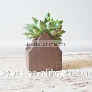 House Planter Pot - Wooden Herb Succulents Box Container Succulent Flower Wooden Planter Handmade Air Plant thumbnail-2