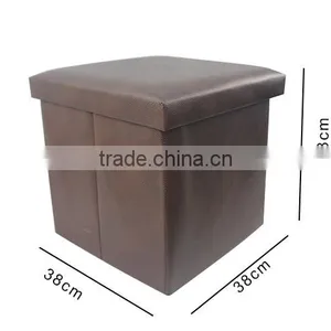 Store More Leather Folding Storage Stool With Buttons thumbnail-3