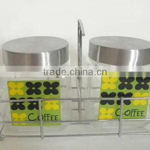 2016 Zibo Clear Square Glass Jar for Spices Condiment Set thumbnail-1