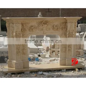 High Quality Stone Flower Carving Fireplace thumbnail-1