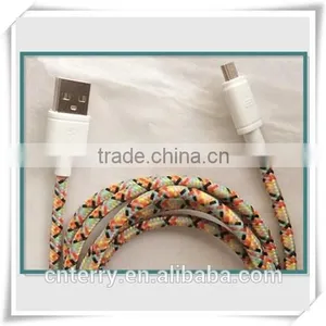 1.4M Woven Nylon Cloth Usb Data Cable for IPhone &Samsung thumbnail-1