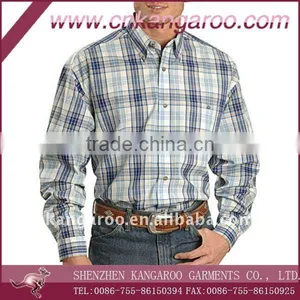 Men's Cotton Woven Blue White Plaid Shirts thumbnail-1