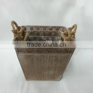 2016 New Grey/white Wash Metal/tin Flower Planter Pots thumbnail-6