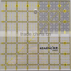 Kearing Brand 6.5"*6.5" Rigid Plastic Transplant Square Patchwork Ruler for Sewing Design#KPR65D thumbnail-1