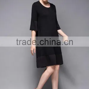 Half Flare Sleeve Drape Patchwork Loose Fishtail Women Dress thumbnail-4