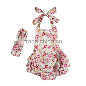 New Arrival Floral Printed Fashion Baby Girl Bubble Romper Infant Girls Bubble Romper thumbnail-3