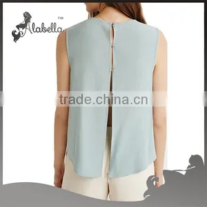 Sleeveless Tops Loose Tank Tops Wholesale Women With Woven Fabric thumbnail-2