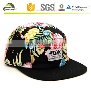 Patch Hats Woven Label Leather Label Camp Cap Snapback Panel 5 Flower thumbnail-4