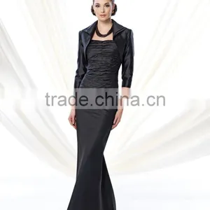 2 Pieces Formal Long Sleeve Satin Mother Prom Dress thumbnail-1