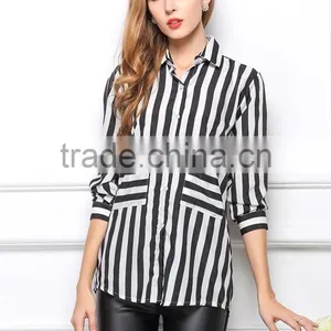 Newest Best Summer Designs Elegant Blouses for Lady Fashion Shirt Blouses for Women Stripe Fashion Blouses 2015 thumbnail-4