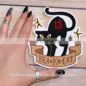 Custom High Quality Embroidered Black Cat Patch for Clothes Embroidery Patch Made in China Choose Size/color thumbnail-6