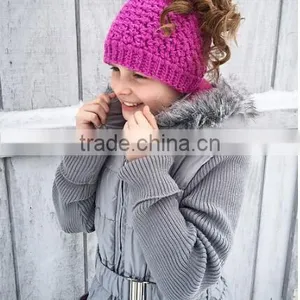 Hot Sale Crochet Running Messy Bun Beanie Hat thumbnail-1