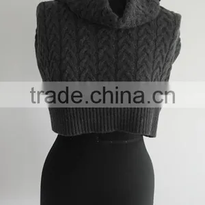 Fashion Cable Knit Short Shoulder Turtle Neck Sweater thumbnail-1