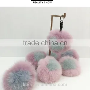 Love Heart Letter Real Natural Fox Fur Keyrings Bag Charm Bag Handbag thumbnail-1