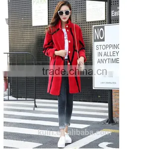 Newest Merino Sheep Shearing Coat Contrast Color Fur One Piece Overcoat Colorant Match Female Medium-long Overcoat thumbnail-2