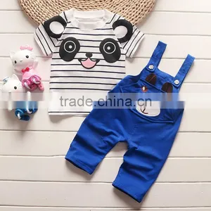2016 New Design Cute Cartoon Bear Pattern Cotton Long Sleeve T-shirt High Qulaity Jeans Baby Boy Clothes 1st Birthday Outfits thumbnail-3