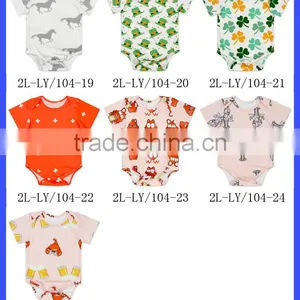 Summer Kids Modeling Clothes Short Sleeve Orange Elastic Cotton Spandex Bodysuit Romper Jumpsuit thumbnail-6