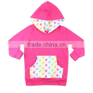 Hot Pink Spring Fall Winter Polka Dot Lining Children's Fleece Long Sleeve Girl Clothing Hoodies Coats thumbnail-1