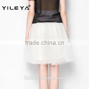 Latest Woman Elastic Waist Muti Layers White Fluffy Tutu Skirt for Adult thumbnail-2