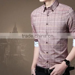Han Edition Cultivate One's Morality Pure Color Cotton Long Sleeve Shirt in the Summer Youth Men's Plaid Shirt Business and Leis thumbnail-3