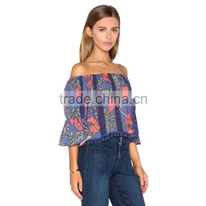 Ladies Off Shoulder Style Three Quarter Sleeves Blouse thumbnail-2
