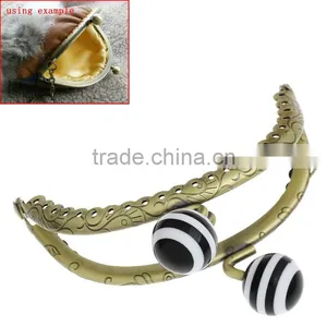 Fashion Antique Bronze Black & White Resin Ball Flower Metal Frame Kiss Clasp Arch For Purse Bag thumbnail-1