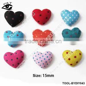15MM Flatback Fabric Button Heart Shaped Button for Clothing Hair Accessories Craft Bags Shoes thumbnail-1