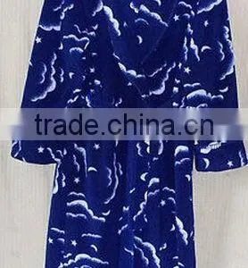 Blue Sky + Clouds Fleece Long Robe Medium (bathrobe) Wrap-front Washable. Unisex thumbnail-1