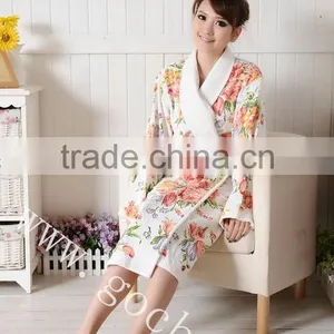 Reactive Printed Shawl Collar Bathrobe Morning Gown thumbnail-3