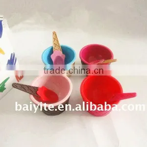Plastic Ice Cream Bowl With Spoon Set thumbnail-1