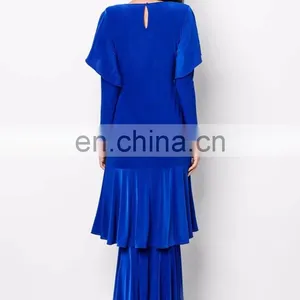 100% Polyester Beaded Light Blue Wholesale Price Muslim Dress thumbnail-4