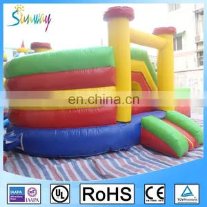 OEM Yello Blue Green Red Inflatable Combo Bouncers Moonwalk With Round Tunnel And Slide thumbnail-4