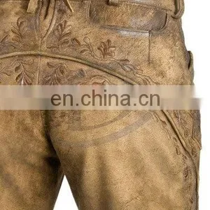 Over Knee Leather Pants Suede Leather Brown German Bavarian Lederhosen (German Garments) thumbnail-2