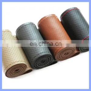 Hand Sewn Car Steering Wheel Sets Manufacturers Selling Universal For All Cars Real Leather Car Steering Wheel Cover thumbnail-2