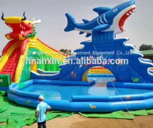 Commercial Multiplay Activity Centre,Dragon And Shark Theme Land Inflatable Water Park For Sale thumbnail-1