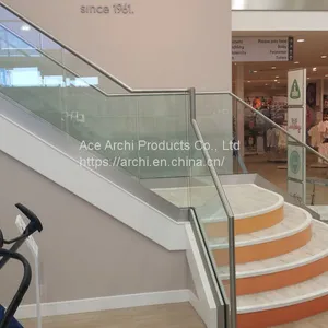 Indoor Stair U Channel Balustrade Aluminum Glass Railing thumbnail-2
